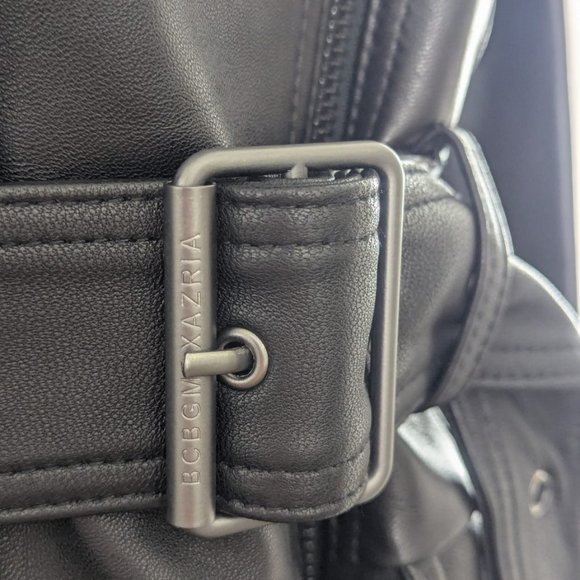 NWT BCBGMAXAZRIA NEW JASMINE LEATHER LONG JACKET/COAT in size S - Picture 3 of 12